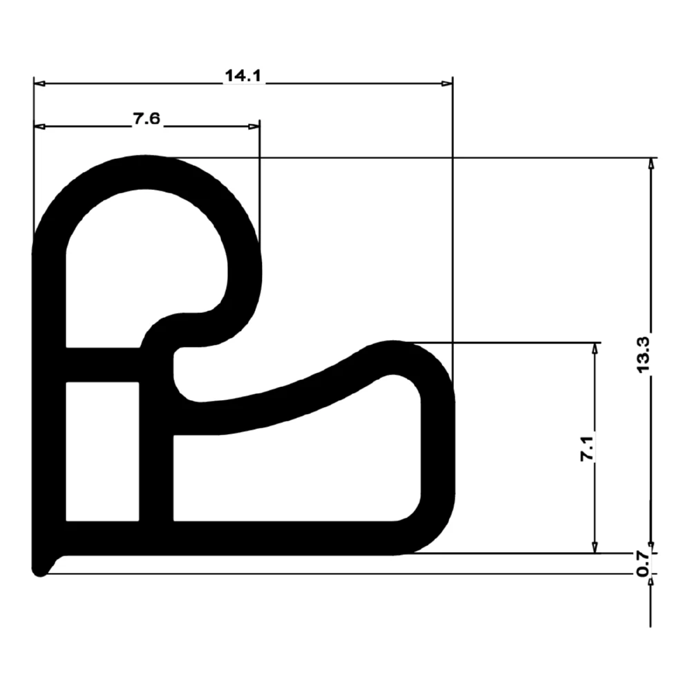 Stahlzargendichtung für Stahlrahmen | 15 mm Höhe | Farbe: schwarz