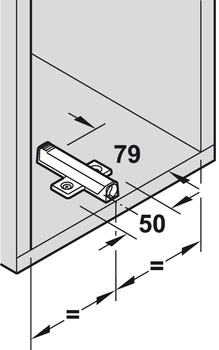 Zubehör Möbeltüren - Blum Kreuzmontageplatte für Druckschnäpper | Tip-On Langversion | Farbe: platingrau