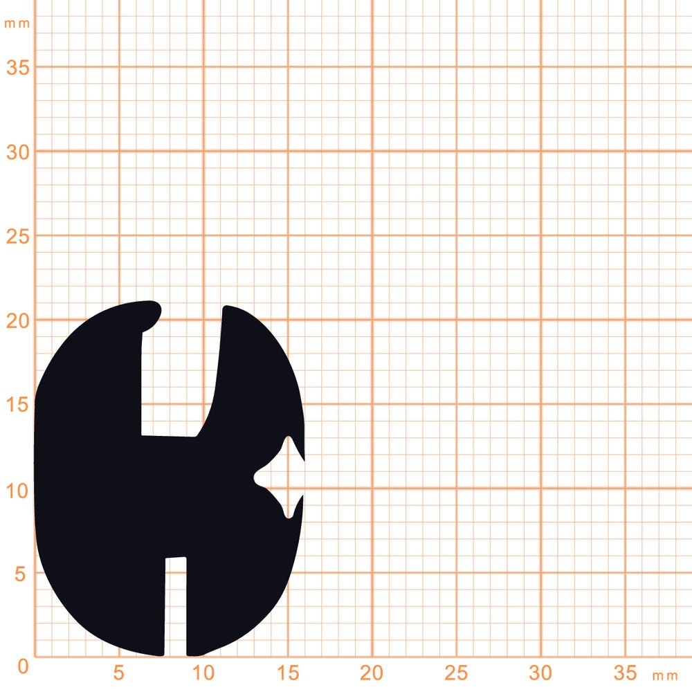Gummiklemm- und Füllerprofile - Glasklemmprofil inkl. Füller | 16 mm Höhe | Farbe: schwarz