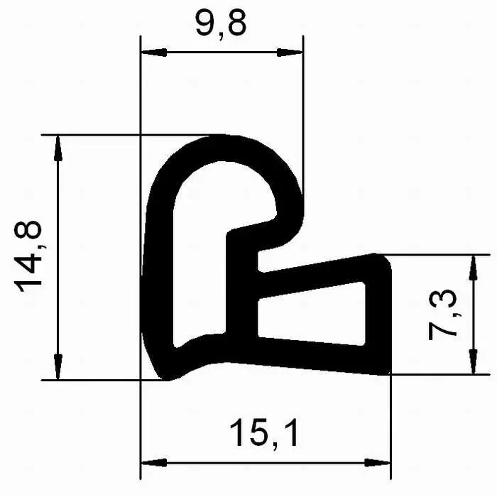 Türrahmen Dichtung - Stahlzargendichtung für Stahlrahmen | 15,1 mm Breite | Farbe: grau