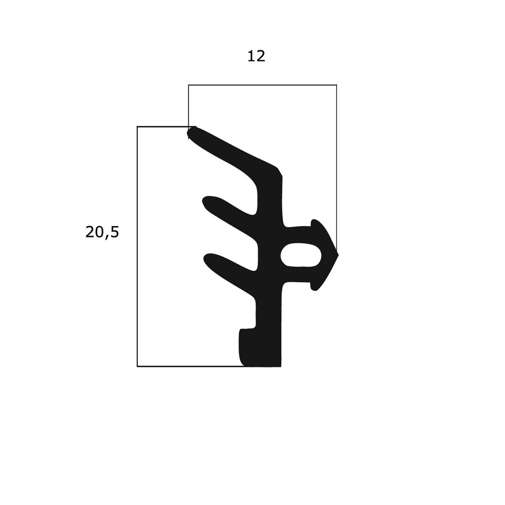 Verglasungsdichtungen - Mitteldichtung für Metall- und Alufenster | 20,5 mm Höhe | Farbe: schwarz