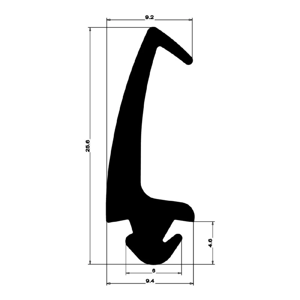 Mitteldichtung für Metall- und Alufenster | 26 mm Höhe | Farbe: schwarz