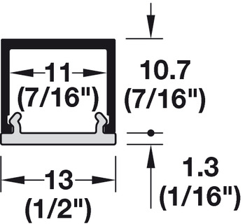 Beleuchtung - Unterbauprofil für Häfele Loox | Modell: Profil 2101 | Länge: 3000 mm