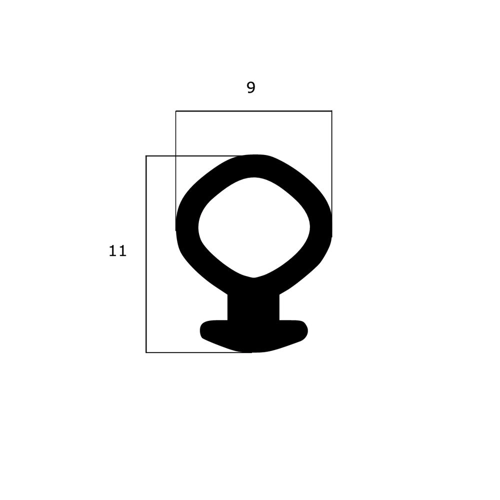 Schlauchdichtungen - Anschlagdichtung mit Schlauch für Fenster | 11 mm Höhe | Farbe: schwarz