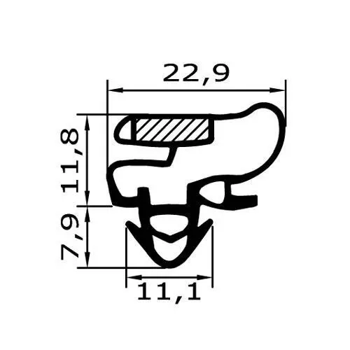 Kühlschrankdichtungsrahmen | 19,7 mm Höhe | Farbe: schwarz