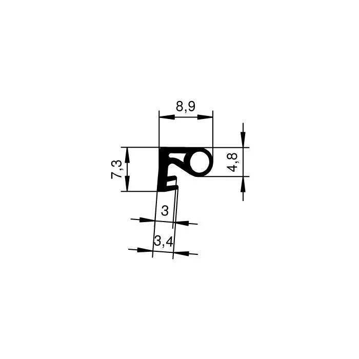 Überschlagdichtung für Fenster | 8,9 mm Breite | Farbe: weiß