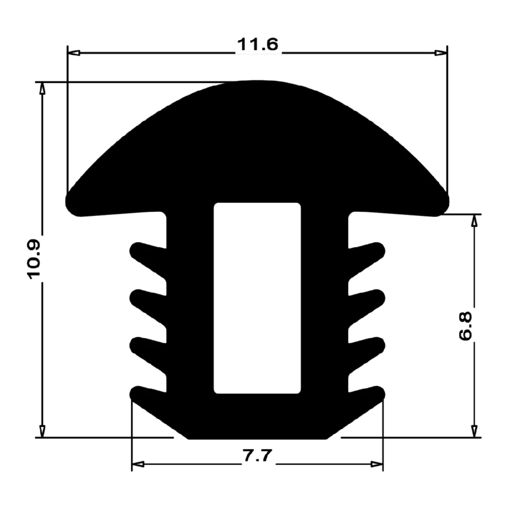 Treppenstufendichtung | Höhe: 12 mm | Farbe: schwarz