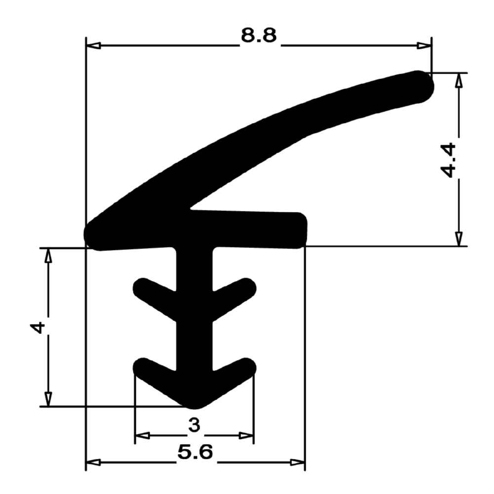 Anschlagdichtung für Holzfenster oder -türen | 9 mm Höhe | Farbe: schwarz