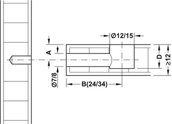 Verbindergehäuse von Häfele Minifix 15 | Bohrtiefe: 14 mm +0,5 mm | Für Holzdicke ab 19 mm