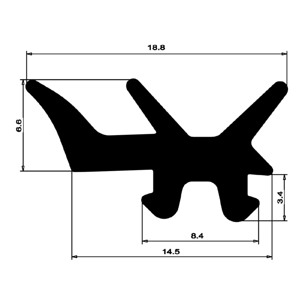 Verglasungsdichtung für Fenster | Breite: 16 mm | Farbe: schwarz