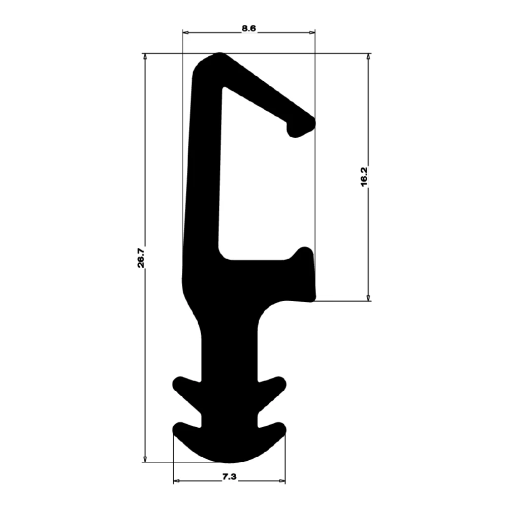 Mitteldichtung für Metall- und Alufenster | 28 mm Höhe | Farbe: schwarz