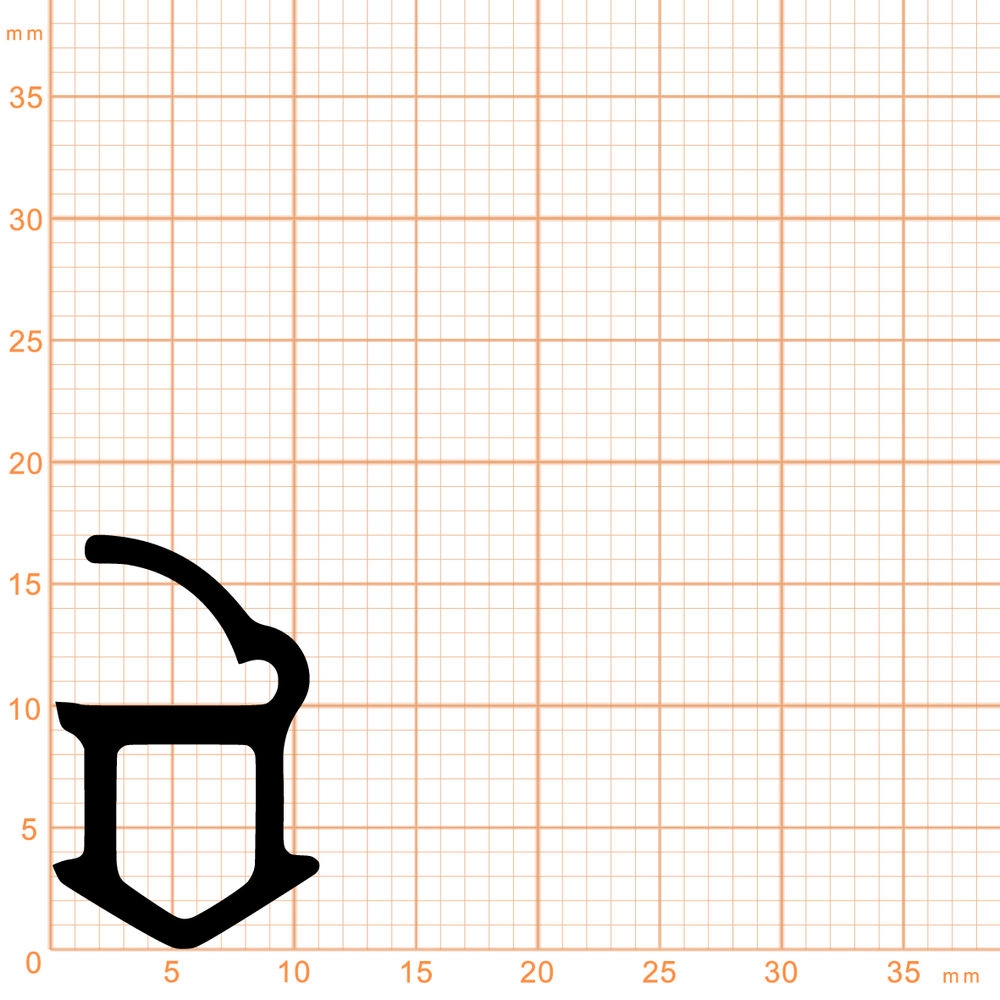 Türrahmen Dichtung - Feuerschutzdichtung für Schwarze S2, S20, S21 und D25 Stahltüren | 17 mm Höhe | Farbe: schwarz