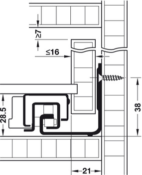 Schubkästen - Unterflurführung | Schubkastenführung: Tip-On | Nennlänge: 380 mm