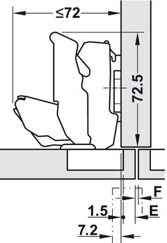 Topfplatte für Blum Clip Top | Modell: 71T7650 | Anschlag: Mittel-/Innenanschlag
