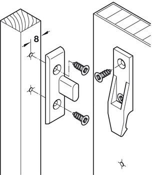 Verbinder & Bodenträger - Rahmenteil von Häfele | Modell: Keku EH | Bohrabstand: 32 mm