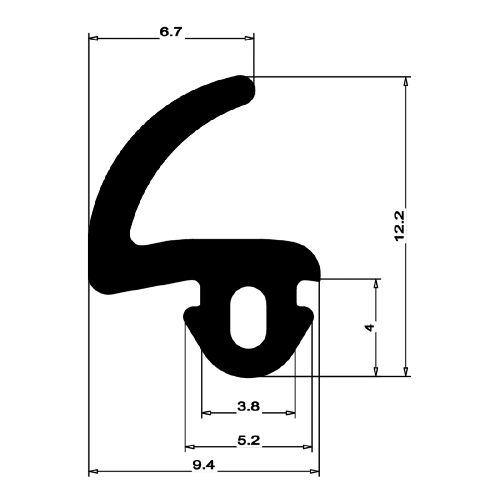 Anschlagdichtung mit Lippe und profiliertem Fuß | 11 mm Höhe | Farbe: schwarz