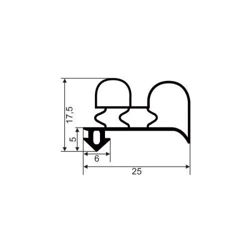 Kühlschrankdichtungsrahmen | 17,5 mm Höhe | Farbe: grau
