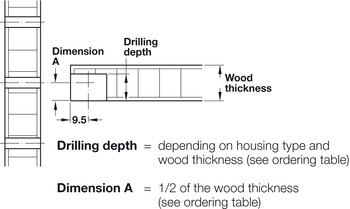 Verbinder & Bodenträger - Verbindergehäuse von Häfele Rafix 20 | Bohrtiefe: 14,02 mm +0,2 mm | Für Holzdicke ab 19 mm