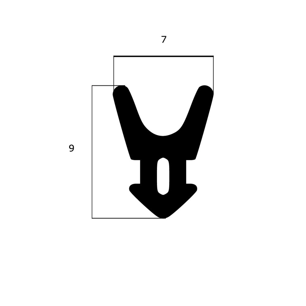 Lippendichtungen - Anschlagdichtung mit Lippe und profiliertem Fuß | 9 mm Höhe | Farbe: schwarz 