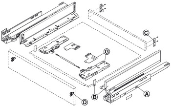 Schubkasten-Garnitur für Legrabox | Ausführung: Korpusschiene Blumotion S | Zargenhöhe: 90 mm