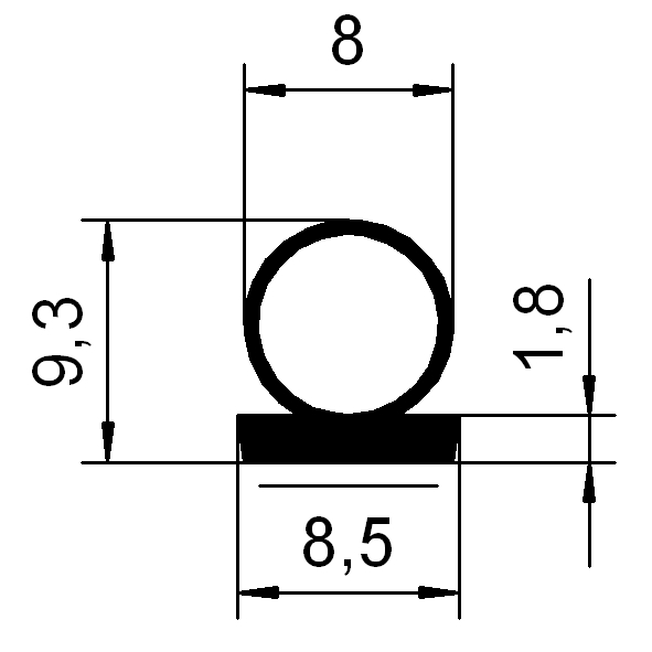 Klebedichtung | Spaltbreite: 3 – 8 mm | Farbe: schwarz