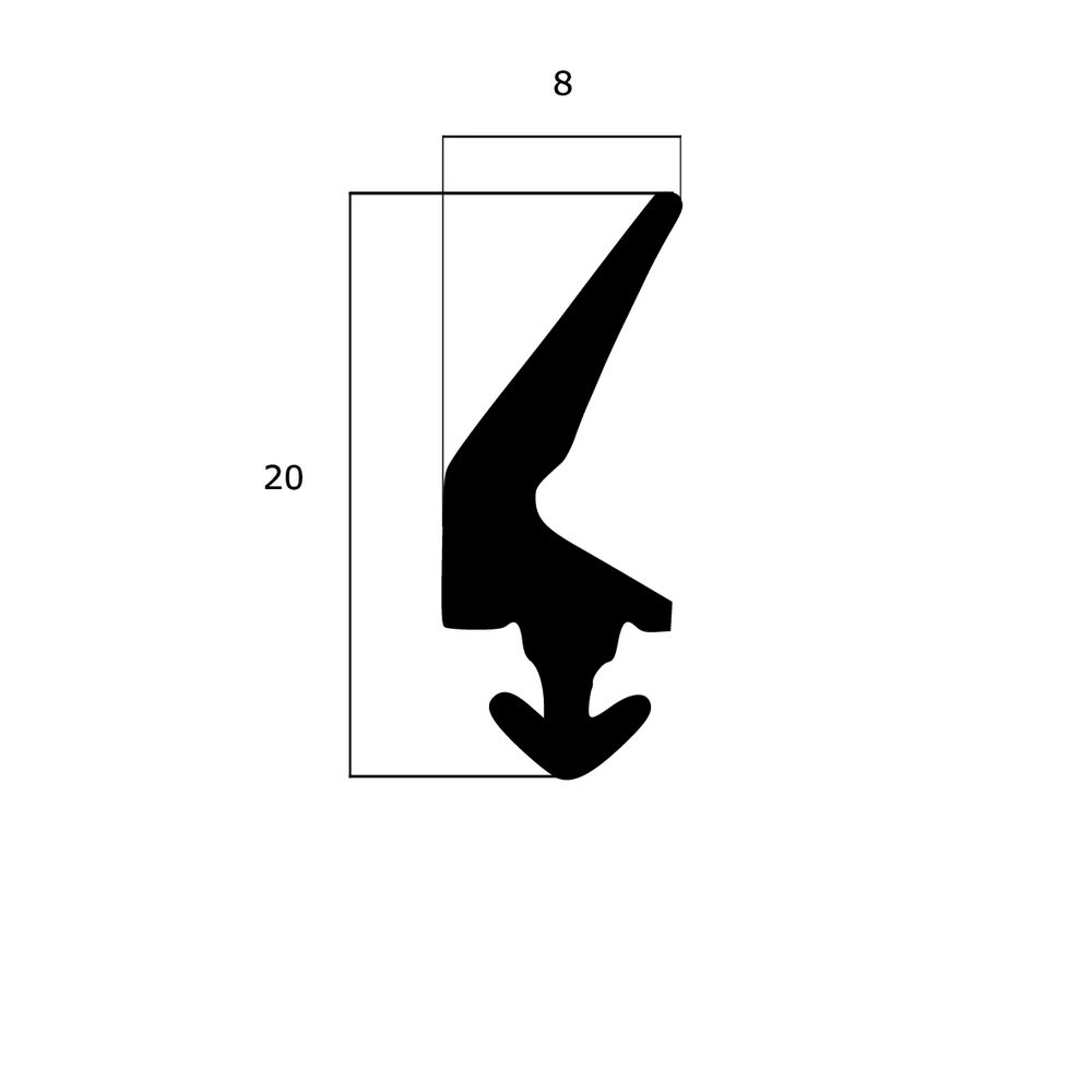 Mitteldichtungen - Mitteldichtung für Metall- und Alufenster | 20 mm Höhe | Farbe: schwarz