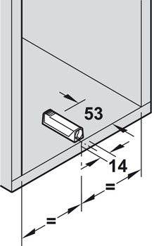 Zubehör Möbeltüren - Adapterplatte für Druckschnäpper | Tip-On Kurzversion | Farbe: nickelfarben 