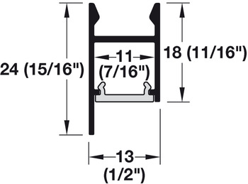 Beleuchtung - Unterbauprofil für Häfele Loox | Modell: Profil 2104 | Länge: 3000 mm