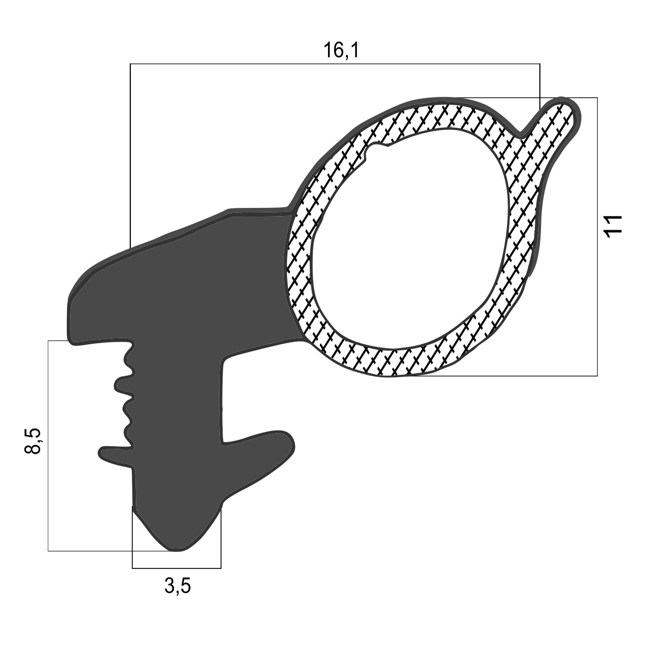 Schwallwasserdichtungen - Caravandichtung | Höhe: 15,2 mm | Farbe: schwarz
