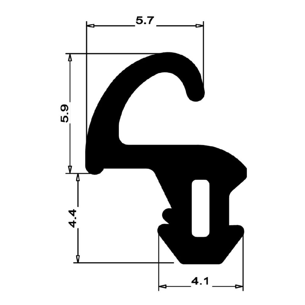 Anschlagdichtung mit Lippe und profiliertem Fuß | 11 mm Höhe | Farbe: schwarz