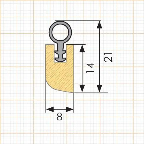 Anpressdichtungen - Anpressdichtung für Fenster- und Türrahmen | 2000 mm Länge | Farbe: rohholz