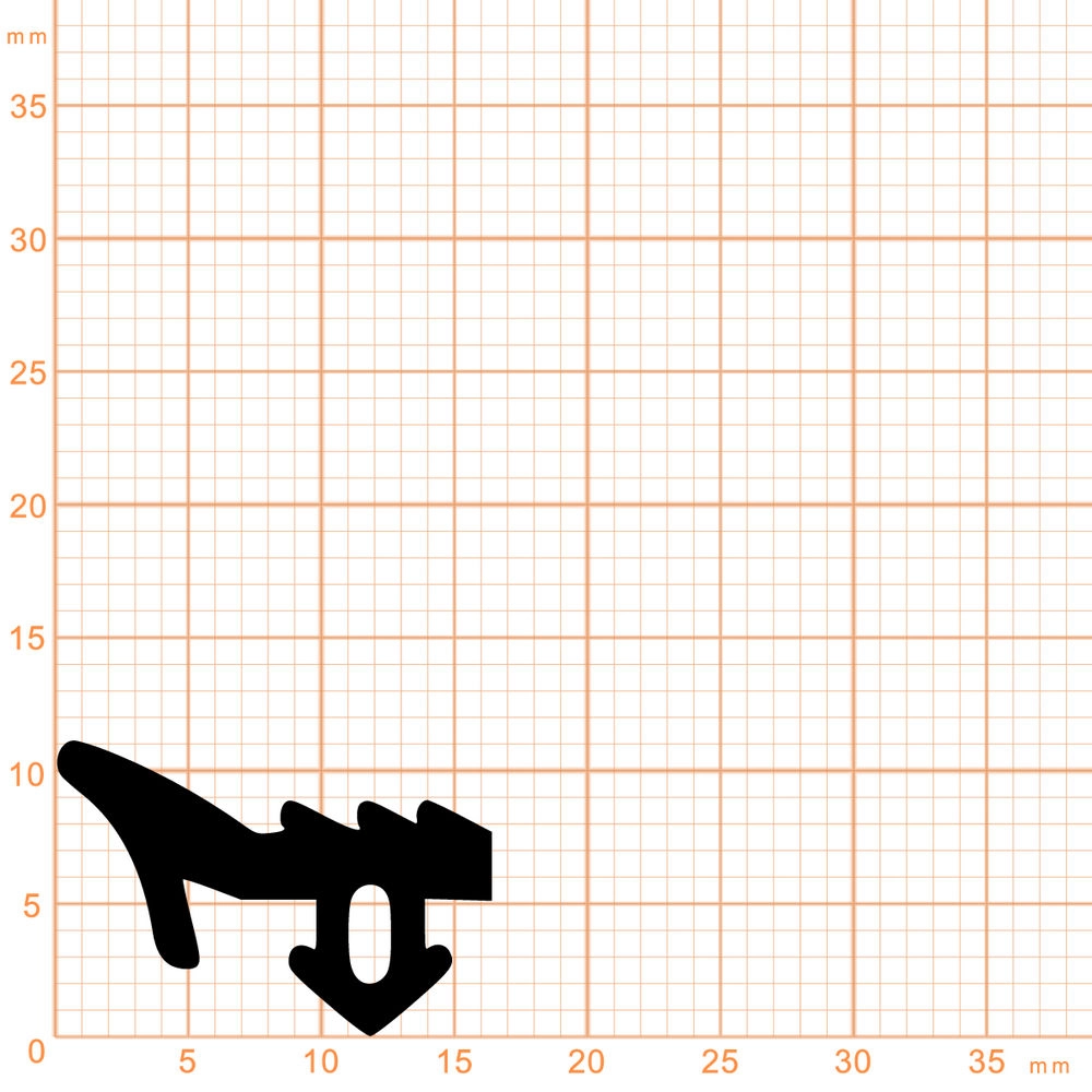 Verglasungsdichtungen - Anschlagdichtung für Wicona und Wicline Fenster | 16,5 mm Höhe | Farbe: schwarz