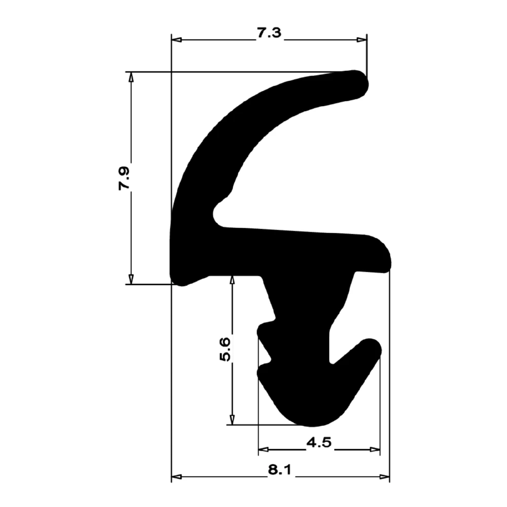 Anschlagdichtung mit Lippe und profiliertem Fuß | 12 mm Höhe | Farbe: schwarz