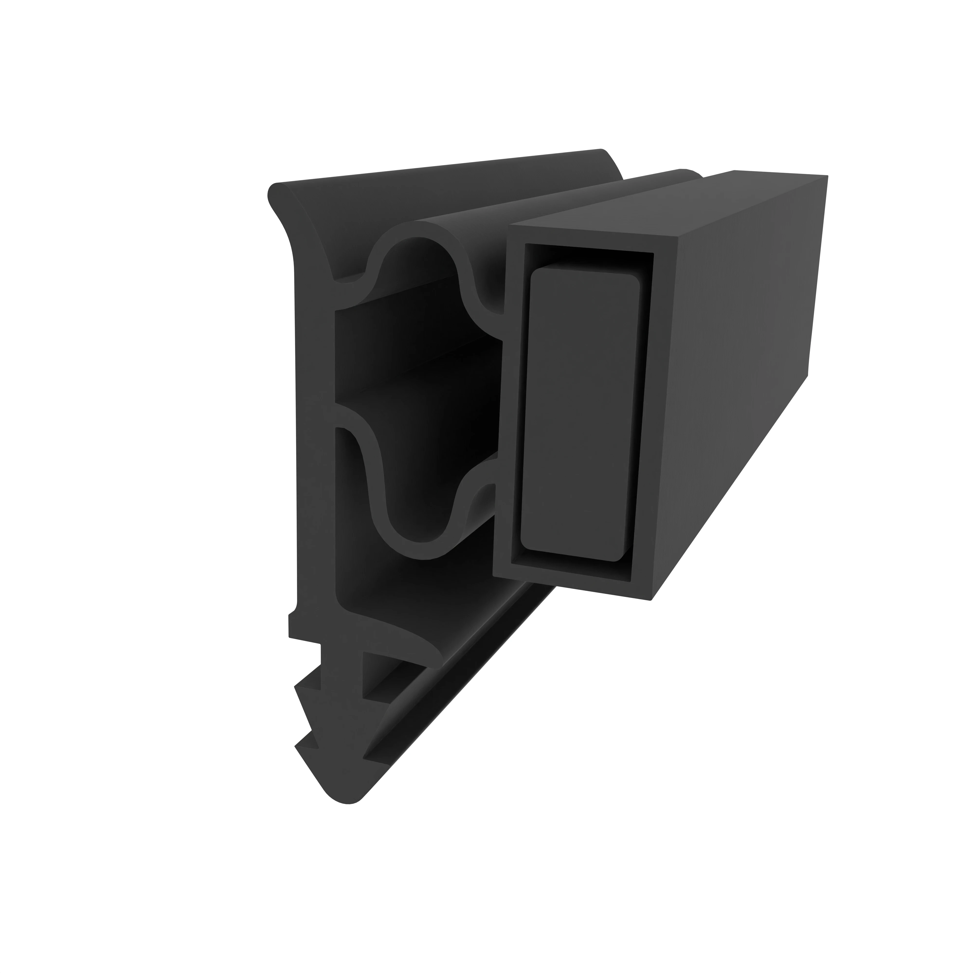 Türrahmen Dichtung - Holzzargendichtung mit Magnet für Haustüren | 12 mm Falzbreite | Farbe: schwarz