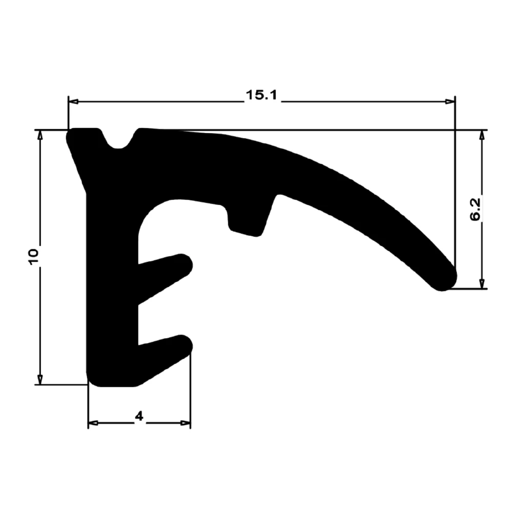 Hebeschiebetürdichtung | Höhe: 10 mm | Farbe: schwarz