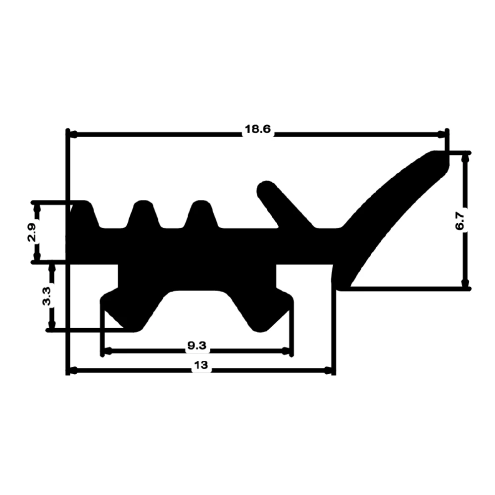 Verglasungsdichtung für Fenster | 9 mm Höhe | Farbe: schwarz