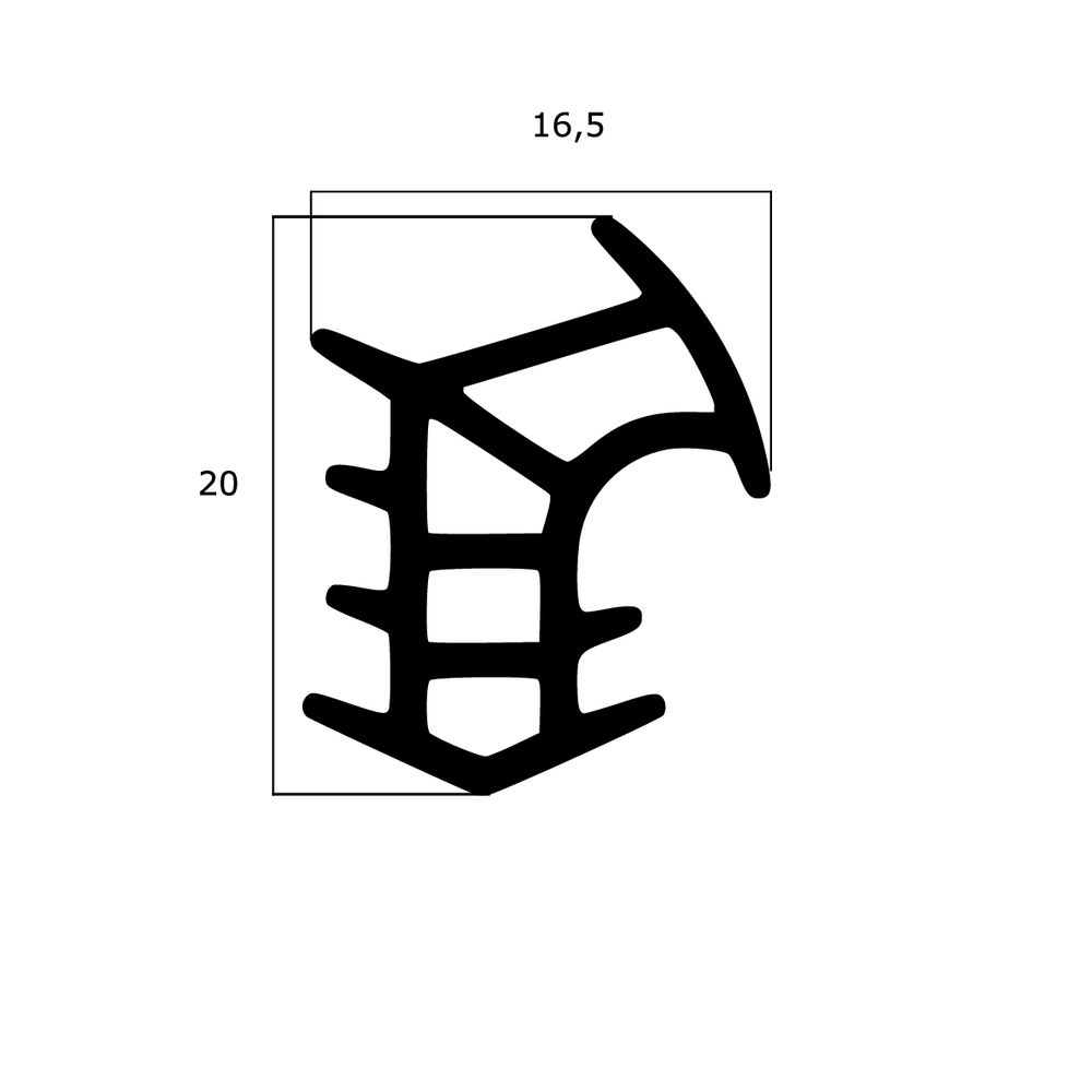 Türrahmen Dichtung - Stahlzargendichtung für Stahlprofile | 16,5 mm Breite | Farbe: weiß