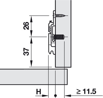 Scharniere - Kreuzmontageplatte von Blum | Modell: 175H9190.22 | Distanz: 0 mm