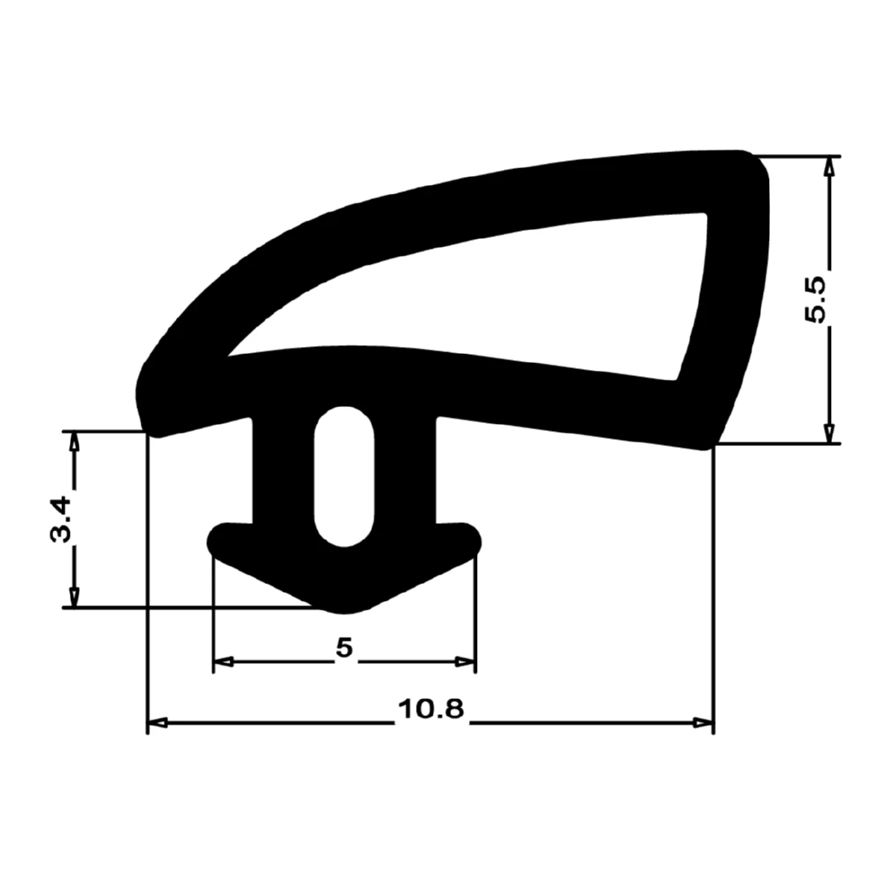 Anschlagdichtung mit Schlauch | 9 mm Höhe | Farbe: schwarz