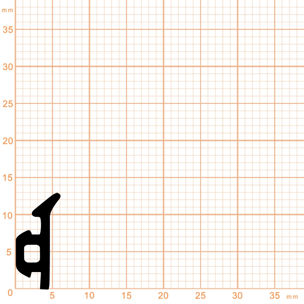Türrahmen Dichtung - Anschlagdichtung für seitlichen Anschlag | 13 mm Höhe | Farbe: schwarz