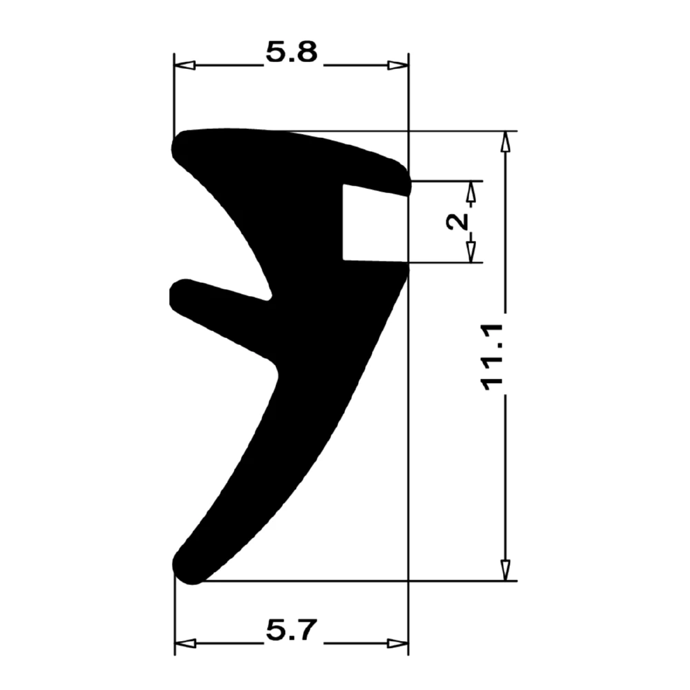 Verglasungsdichtung für Fenster | 5,5 mm Breite | Farbe: schwarz