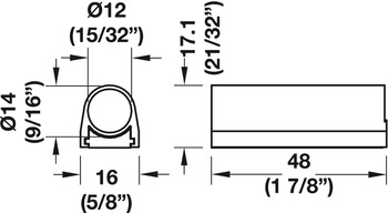 Schaltergehäuse für Häfele Loox | Verwendbar für: Schalter Ø 12 mm | Maße: 48 x 16 x 17,1 mm