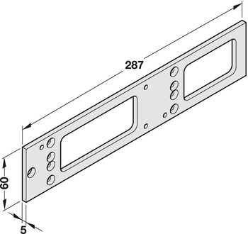 Montageplatte für Geze TS 4000 und TS 5000 | Länge: 287 mm | Farbe: silber