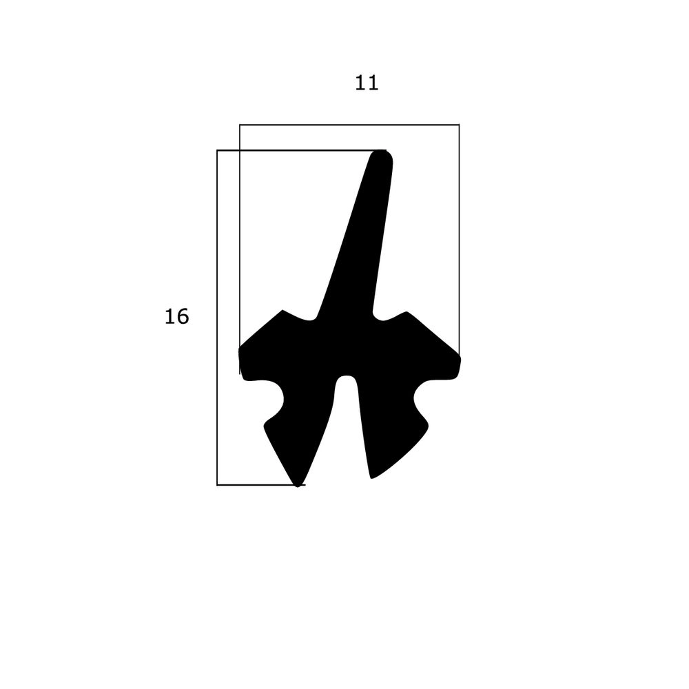 Türrahmen Dichtung - Mitteldichtung für Metall- und Alufenster | 16 mm Höhe | Farbe: schwarz
