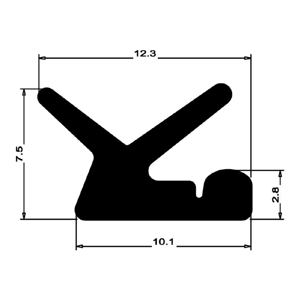 Anschlagdichtung mit Lippe und glattem Fuß | 8 mm Höhe | Farbe: schwarz