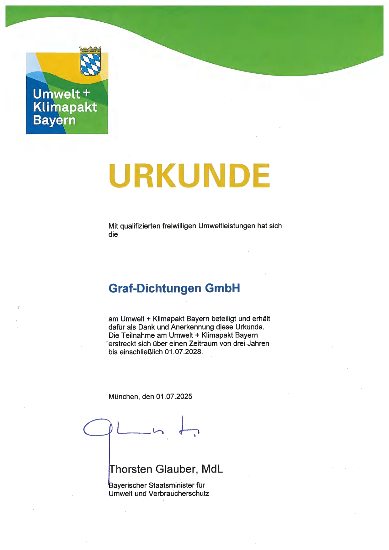 Wir sind Mitglied beim Umwelt- und Klimapakt Bayern! - Umwelt-und-Klimapakt-2025