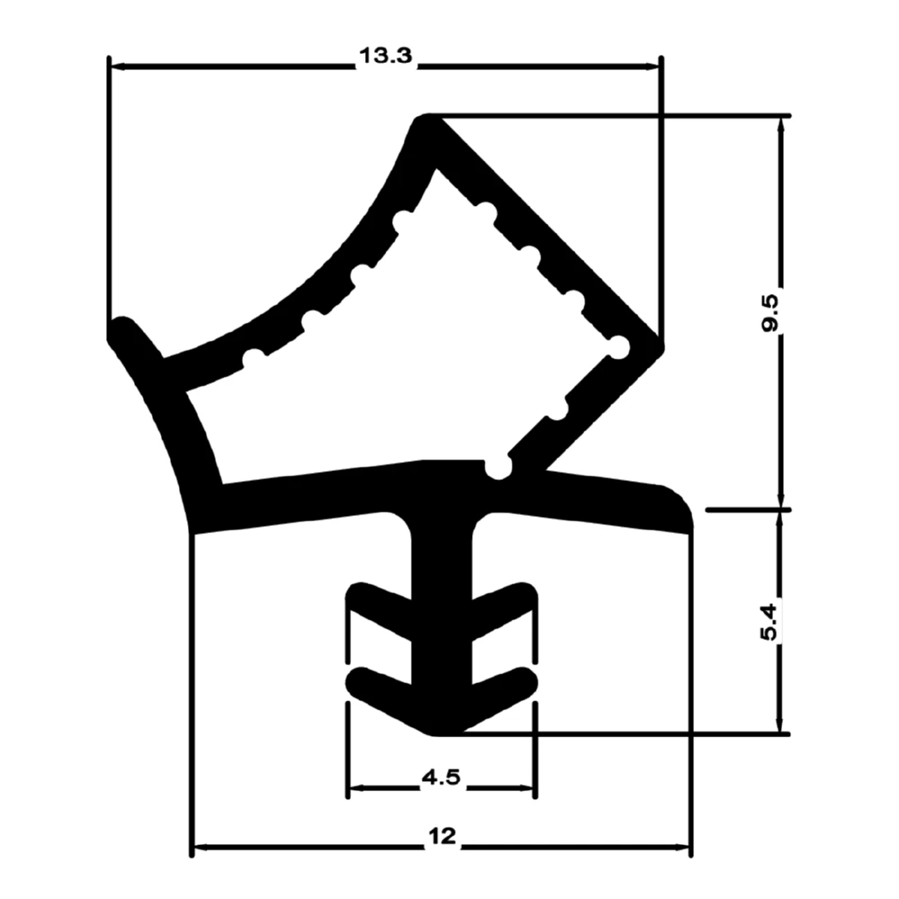 Holzzargendichtung für Holztüren | Falzbreite: 12 mm | Farbe: grau