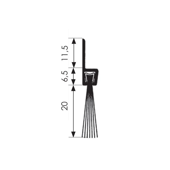 Bürstendichtung für Türen | Bürstenhöhe: 20 mm | Farbe: Alu-werkblank