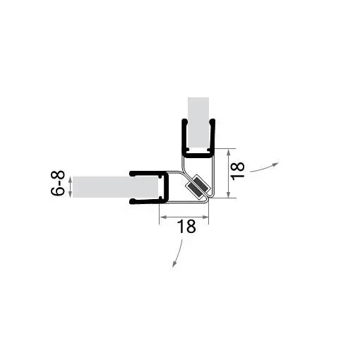 Senkrecht - Dusch-Magnetprofil 90° | 6 - 8 mm Glasstärke | Farbe: transparent