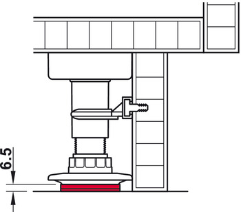 Tischbeschläge & Rollen - Schallentkopplung für Häfele AXILO™ 78 Sockelsysteme | Farbe: Grau 